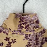 GUIHUA Floral Burnout Velvet Half Zip Mock Neck Sleeveless Top Fairy Feminine Tan Size M Photo 9