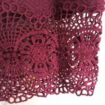 Free People Storyteller Crochet Lace Trim Quilted Pencil Skirt Burgundy Size XS Photo 4