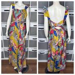 Bel Kazan Evie Jumpsuit Colorful Maxi Jumpsuit With Leaf Print Size Medium Yellow Photo 3