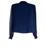 JR Nites by Caliendo Size 10 Jacket Sheer Sleeves Beaded Vest Satin Trim Blue Photo 1