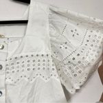 Nicole Miller Artelier  White Lace Cropped Blouse Womens S Cotton Cottage Core Photo 2