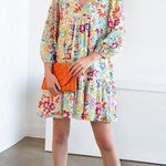 Fate Floral Print Dress Women's Size S White Photo 0