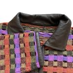 Sigrid Olsen VTG  Wool Knit Jacket Cardigan Leather Colorful Women APPROX Medium Photo 3