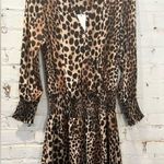 Veronica M NWT Womens Brown Animal Print Smocked Waist A Line Dress Size XS Photo 5
