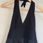 Cynthia Steffe  Black Halter Dress eyelet lined soft adjustable size 2 Photo 1