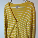 Banana Republic Banana‎ Republic Yellow White Striped Cotton Cashmere Cardigan Sweater XL Photo 1