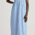 Quince  100% Organic Cotton Sleeveless Maxi Dress Size Large Striped Blue White Photo 0