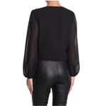 WAYF Black Sheer Western Rodeo Lace Trim Long Sleeve Tie Front Blouse Size S Photo 3