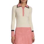 Alice + Olivia Women’s Cream and Pink Colorblocked Wool Blend Knit Top Photo 3