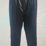 H by Halston HALSTON BLACK STRAIGHT LEG FAUX LEATHER PULL ON DRESS PANTS WITH BOTTOM ZIPPER Photo 0