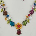 ANTIQUE SILVER TONE MULTI COLOR NECKLACE SET Photo 2