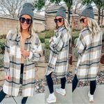 Anthropologie Plaid Flannel Button Long Shacket Shirt Jacket Peacoat Trench Coat Small Photo 3