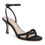 Badgley Mischka  Fiji Stiletto Heel Sandals Black Embellished Strap Ankle Size 10 Photo 0