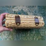 Vintage Shoe World woven lucite top handle basket purse Tan Photo 8