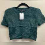 Olivaceous  Teal Fuzzy Crop Top Photo 7