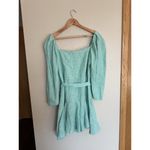 Mille Anais Striped Linen Puff Sleeve Mini Dress XS Green White Photo 4