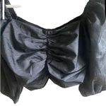 J.Crew NWOT Ruched Puff Sleeve Black Crop Top. Size 14. Photo 5