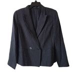 Ellen Tracy Linda Allard  Suit Jacket Wool Blend Black Pinstripe Black Wo… Photo 0