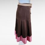 Gap Brown & Pink Y2K Colorblock Silk Pleated Skirt Size 6 Photo 2