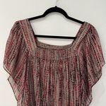 Women's Short Sleeve Sheer Square Neck Elastic Waist Flare Ruffle Hem Top Sz XL Gray Photo 1