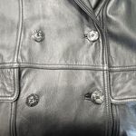 Vtg Together! 12 Trench Coat Black Leather Long Women's Double Breasted Heavy Photo 11