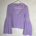 Free People Damsel Purple Bell Sleeve Pullover Sweater V Neck Women's Size S/P Photo 2