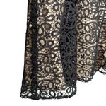 Pearl by Lela Rose Lace Ruffle Top Size 6 Blouse Black Tan Photo 4