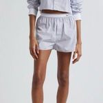 Sporty & Rich SRC Embroidered Stripe Cotton Crop Button Up Shirt Quiet Luxury L Blue Size L Photo 0