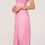 ALC Frank A.L.C. Angelina Satin Pleated Midi Dress Pink Womens Size 12 Photo 6