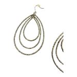 Teardrop Dang Tiered Earrings Glitter Corded Hook Back Gold Formal Casual Photo 2