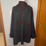 Free People  windowpane open front gray red cardigan oversized size‎ XS/S Photo 2