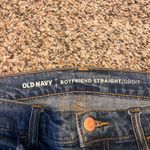 Old Navy  Women Boyfriend Straight Jeans Distressed Ripped Frayed Hem Dark Wash Photo 1