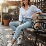 Kaanas White Lace Up Sneaker Size 6 Preowned Photo 0