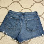 Gap  4” high rise stride dark indigo Blue Jean Shorts with Frayed Hem, size 12 Photo 8