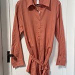 ANDIE NWT  The Button Up Linen Blend Shirt swimwear  belted Cover up size large Photo 0
