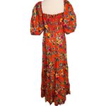 Cara Cara Quinn 100% cotton floral maxi dress cherry bouquet orange size XL Photo 5