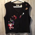 Bechamel Vintage Women’s Size L Christmas Black Fleece Vest Ugly Sweater Santa Size L Photo 9