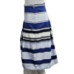 New York And Company  Blue & White Striped Pleated Aline Skirt Size 6 Photo 2