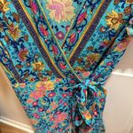 Zesica Floral Wrap Dress Short Sleeve Midi Boho‎ Festival Size Small Colorful Blue Size M Photo 3
