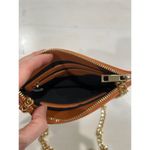 Like new! Brown Vegan leather‎ thin cross body gold chain Bag Photo 9
