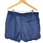 Faherty Arlie Day Shorts Blue Linen Organic Cotton Size XL Coastal Casual Photo 4