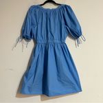 Abercrombie & Fitch Plunge Front Puff Sleeve Babydoll Mini Dress Blue Medium Photo 7