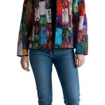 Sam Hiln Classics Colorful Rainbow Quilted Patchwork Silk Jacket Pink Photo 0