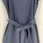 Venus Culotte Jumpsuit Womens L Blue Ribbed Tie Waist Cropped Wide Leg One Piece Photo 2