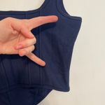 PINK - Victoria's Secret NEW NWT VS  Cinched Piqué Corset Top Navy Blue Crop Top L Photo 13