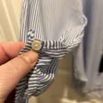 Premise  Studio Blouse Women’s White Blue Striped Long Sleeves Rayon Top‎ Large Photo 4