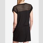 Calvin Klein Crochet Shoulder Tunic Black Cover Up Dress Photo 2