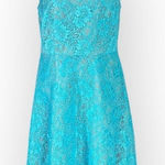 Calvin Klein A-Line Dress Women 8 Blue Lace Illusion Neck Sleeveless Knee Length Photo 0