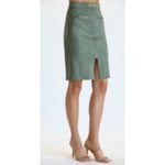 Bebe NWT Fate Olive Green Faux Suede Pencil Skirt Front Zipper Detail Career Party Photo 2