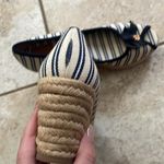 Tory Burch Jackie Striped Peep-Toe Wedge sandal Ivory Navy Photo 10